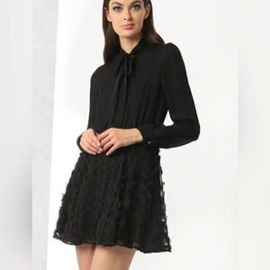 JayGodfrey black silk cocktail dress with floral bottom sz8